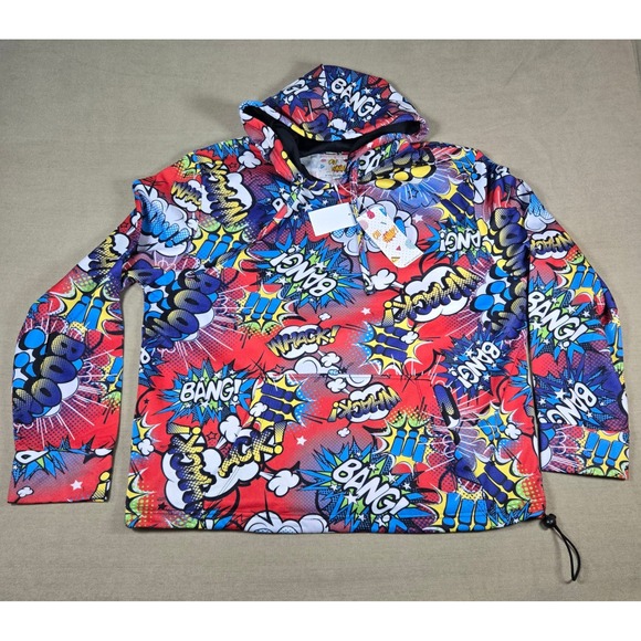Oh Snap! Drill Clothing Co Comic Book Pullover Hoodie Size Medium Red Multi - Picture 1 of 10